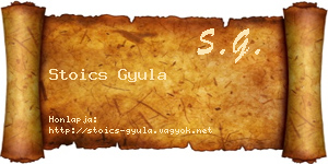 Stoics Gyula névjegykártya